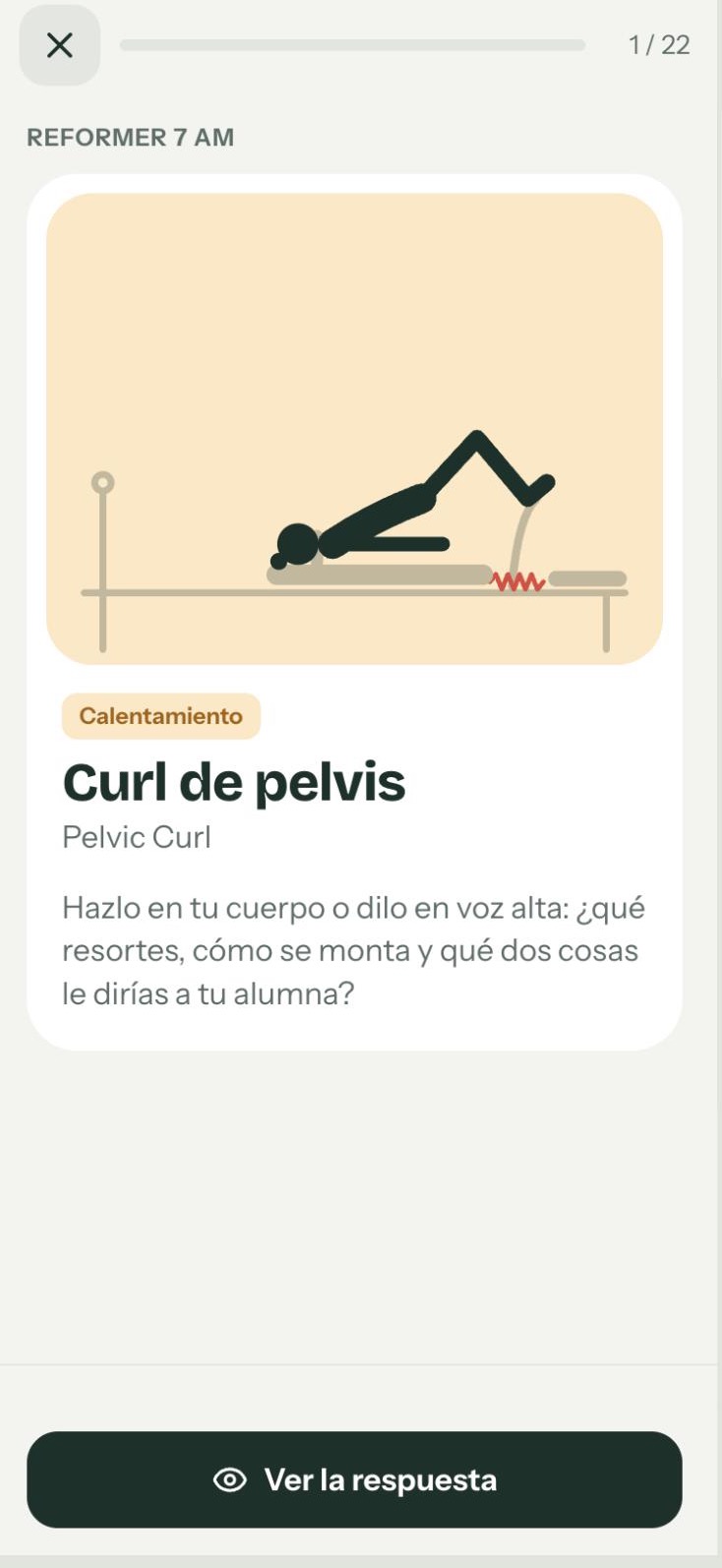 Tarjeta de práctica de un ejercicio